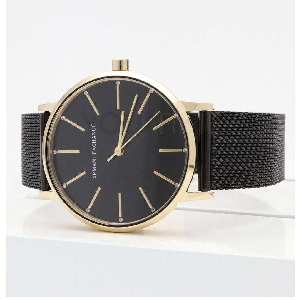 Armani Exchange Lola Three Hand Black Dial Black Mesh Strap Watch For Women - AX5548 Buy Now By Armani Exchange