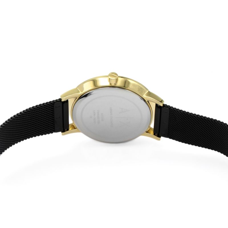 Armani Exchange Lola Three Hand Black Dial Black Mesh Strap Watch For Women - AX5548 Buy Now By Armani Exchange