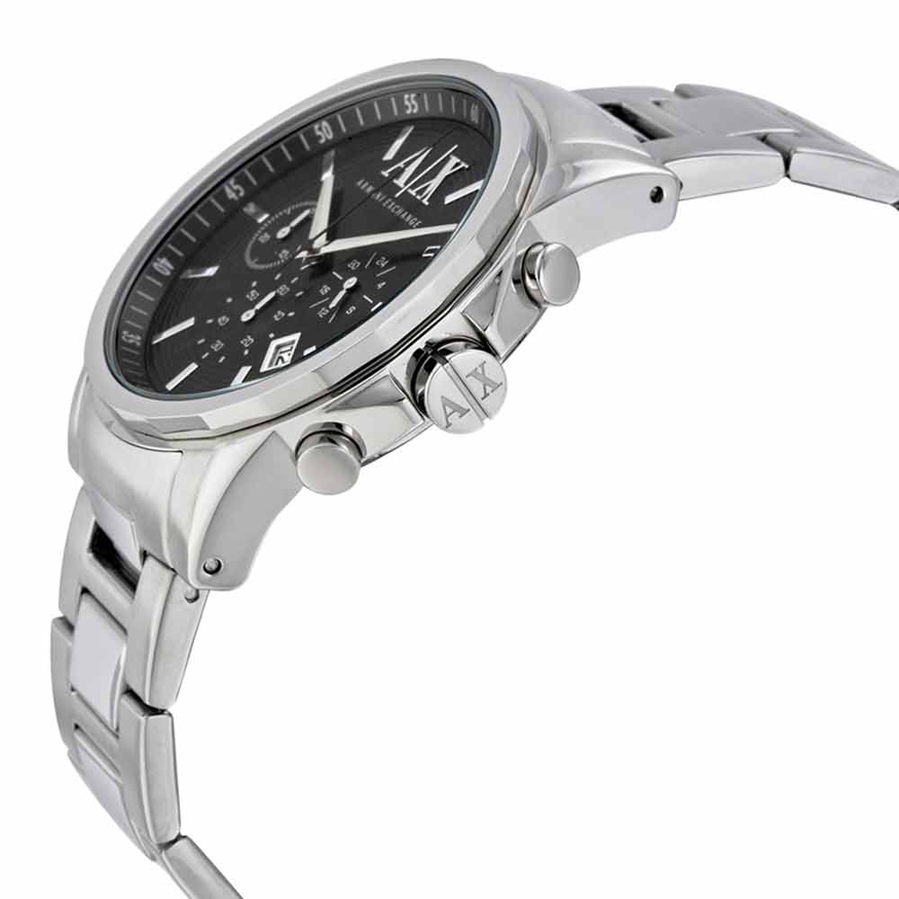 Armani Exchange Banks Chronograph Black Dial Silver Steel Strap Watch For Men - AX1720 Buy Now By Armani Exchange
