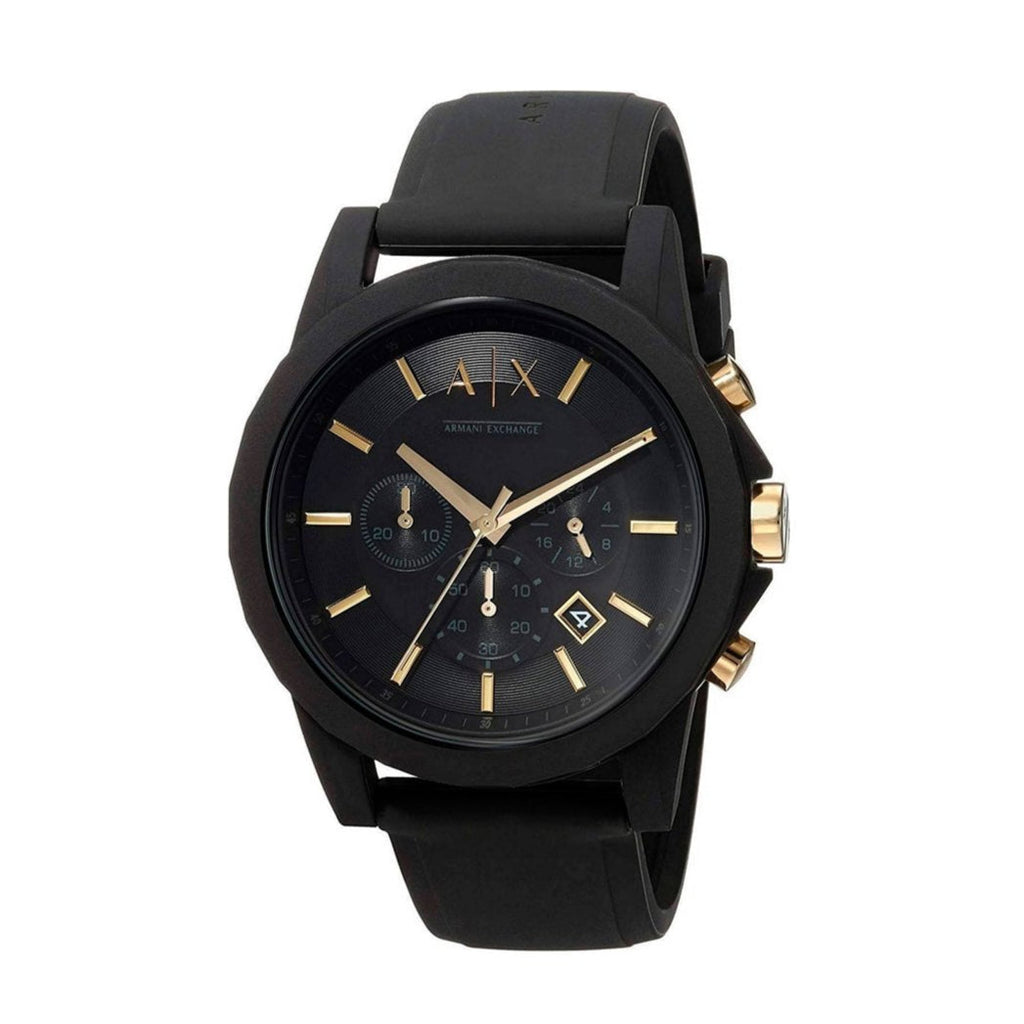 Armani Exchange Outerbanks Chronograph Black Dial Black Steel Strap Watch For Men - AX7105 Buy Now By Armani Exchange