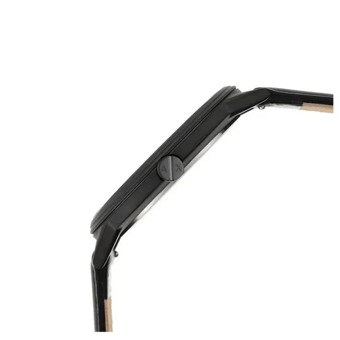 Armani Exchange Cayde Analog Black Dial Black Leather Strap Watch For Men - AX7120 Buy Now By Armani Exchange