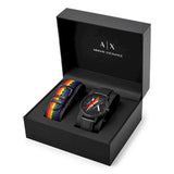Armani Exchange Cayde Analog Black Dial Black Leather Strap Watch For Men - AX7120 Buy Now By Armani Exchange
