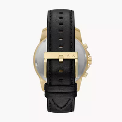 Armani Exchange Outerbanks Chronograph Black Dial Black Leather Strap Watch For Men - AX7133 Buy Now By Armani Exchange