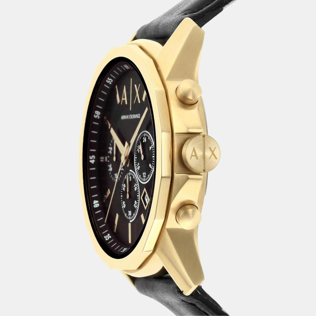 Armani Exchange Outerbanks Chronograph Black Dial Black Leather Strap Watch For Men - AX7133 Buy Now By Armani Exchange