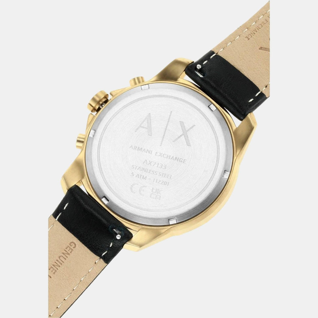 Armani Exchange Outerbanks Chronograph Black Dial Black Leather Strap Watch For Men - AX7133 Buy Now By Armani Exchange