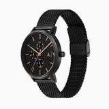Armani Exchange Cayde Chronograph Black Dial Black Mesh Strap Watch For Men - AX2716 Buy Now By Armani Exchange