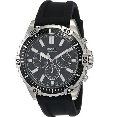 Fossil Garrett Chronograph Black Dial Black Rubber Strap Watch for Men - FS5624 Buy Now By Fossil
