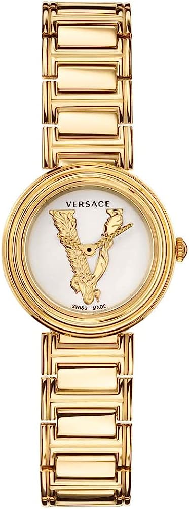 Versace Mini Virtus Quartz White Dial Gold Steel Strap Watch For Men - VET300221 Buy Now By Versace