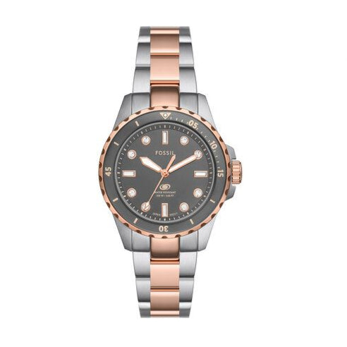 Fossil Blue Dive Three Hand Gray Dial Two Tone Steel Strap Watch For Women - ES5348 Buy Now By Fossil