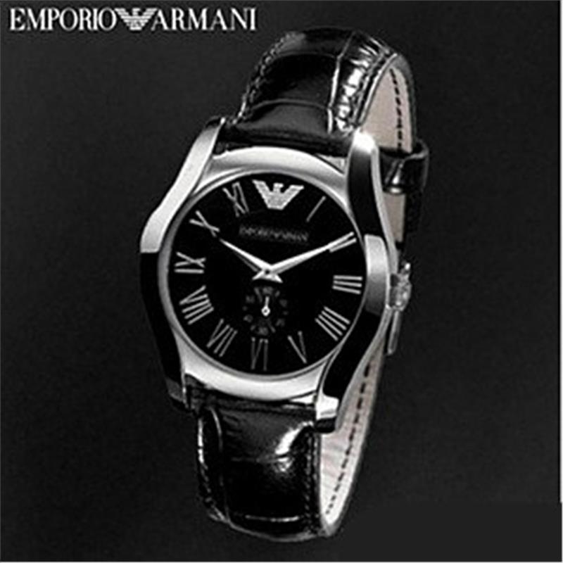 Emporio Armani Velente Black Dial Black Leather Strap Watch For Women - AR0644 Buy Now By Emporio Armani