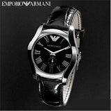 Emporio Armani Velente Black Dial Black Leather Strap Watch For Women - AR0644 Buy Now By Emporio Armani