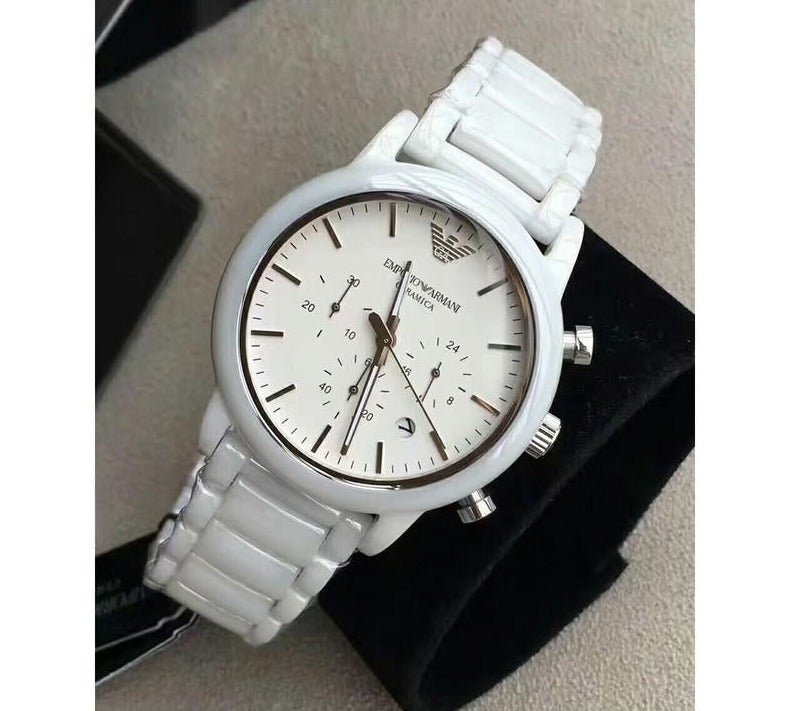Emporio Armani Luigi Chronograph Ceramic White Dial White Ceramic Strap Watch For Men - AR1499 Buy Now By Emporio Armani