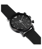 Emporio Armani Luigi Chronograph Black Dial Black Leather Strap Watch For Men - AR1737 Buy Now By Emporio Armani