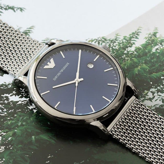 Emporio Armani Luigi Quartz Blue Dial Grey Mesh Bracelet Watch For Men - AR11053 Buy Now By Emporio Armani