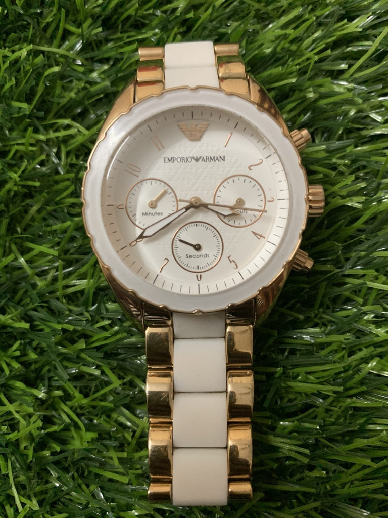 Emporio Armani Sportivo White Dial Rose Gold & White Steel Strap Watch For Women - AR5942 Buy Now By Emporio Armani