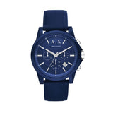 Armani Exchange Outerbanks Chronograph Blue Dial Blue Silicone Strap Watch For Men - AX1327 Buy Now By Armani Exchange