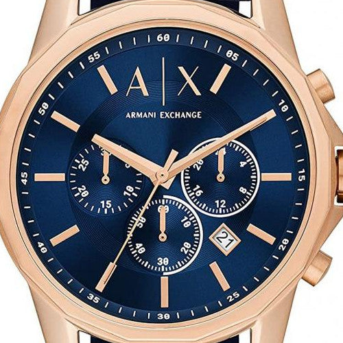 Armani Exchange Banks Chronograph Blue Dial Blue Leather Strap Watch For Men - AX1723 Buy Now By Armani Exchange