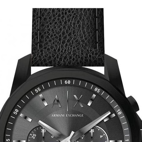 Armani Exchange Banks Chronograph Black Dial Black Leather Strap Watch For Men - AX1724 Buy Now By Armani Exchange