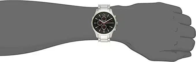 Armani Exchange Hampton Chronograph Black Dial Silver Steel Strap Watch For Men - AX2163 Buy Now By Armani Exchange