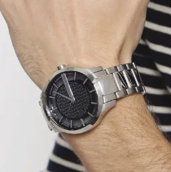 Armani Exchange Hampton Chronograph Black Dial Silver Steel Strap Watch For Men - AX2179 Buy Now By Armani Exchange