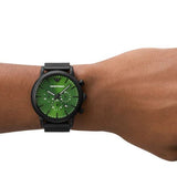 Emporio Armani Luigi Chronograph Green Dial Black Mesh Bracelet Watch For Men - AR11470 Buy Now By Emporio Armani