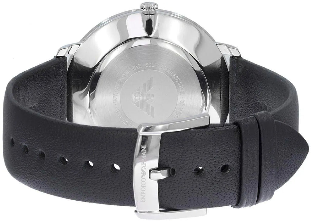 Emporio Armani Modern Slim Quartz Grey Dial Black Leather Strap Watch For Men - AR11162 Buy Now By Emporio Armani