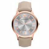 Emporio Armani Classic Quartz Silver Dial Beige Leather Strap Watch For Men - AR2464 Buy Now By Emporio Armani
