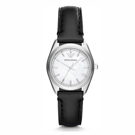 Emporio Armani Analog White Dial Black Leather Strap Watch For Women - AR6026 Buy Now By Emporio Armani