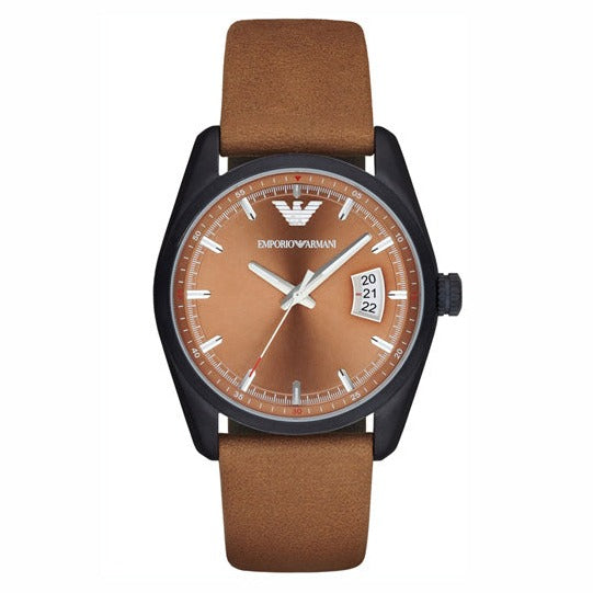 Emporio Armani Sportivo Analog Brown Dial Brown Leather Strap Watch For Men - AR6080 Buy Now By Emporio Armani