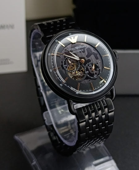 Emporio Armani Automatic Multifunction Black Dial Black Mesh Bracelet Watch For Men - AR60025 Buy Now By Emporio Armani