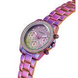 Guess Confetti Chronograph Crystals Multicolor Dial Purple Steel Strap Watch For Women - GW0483L5 Buy Now By Guess