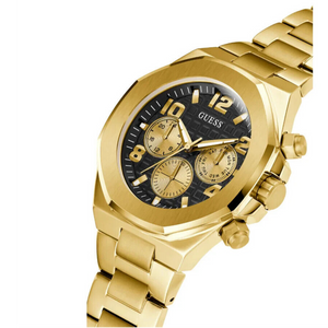 Guess Empire Quartz Black Dial Gold Steel Strap Watch For Men - GW0489G2 Buy Now By Guess