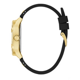 Guess Duchess Crystals Gold Dial Black Silicon Strap Watch For Women - GW0619L2 Buy Now By Guess