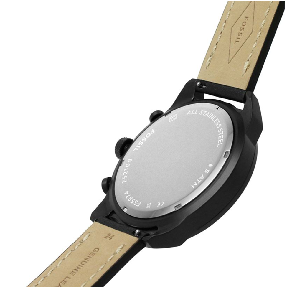 Fossil Bronson Chronograph Black Dial Black Leather Strap Watch for Men - FS5874 Buy Now By Fossil