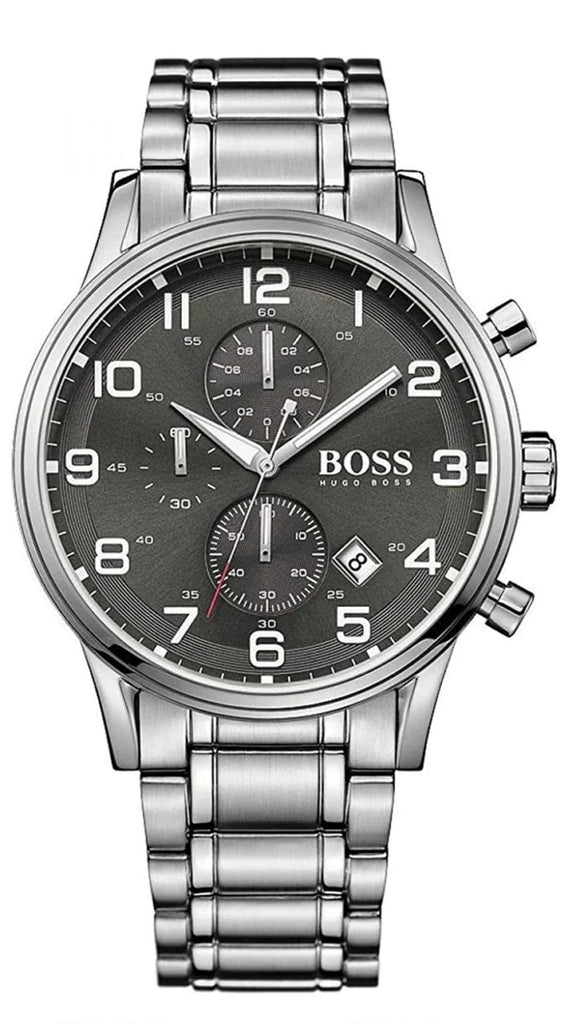 Hugo Boss Aeroliner Chronograph Black Dial Silver Steel Strap Watch For Men - 1512446 Buy Now By Hugo Boss