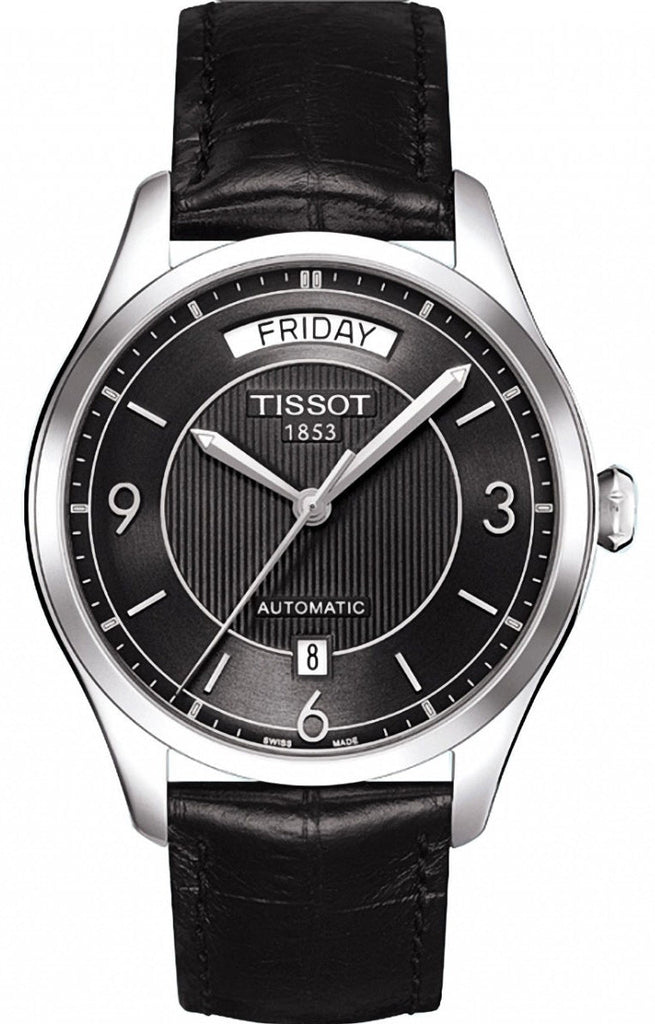 Tissot T One Automatic Black Dial Black Leather Strap Watch For Men - T038.430.16.057.00 Buy Now By Tissot