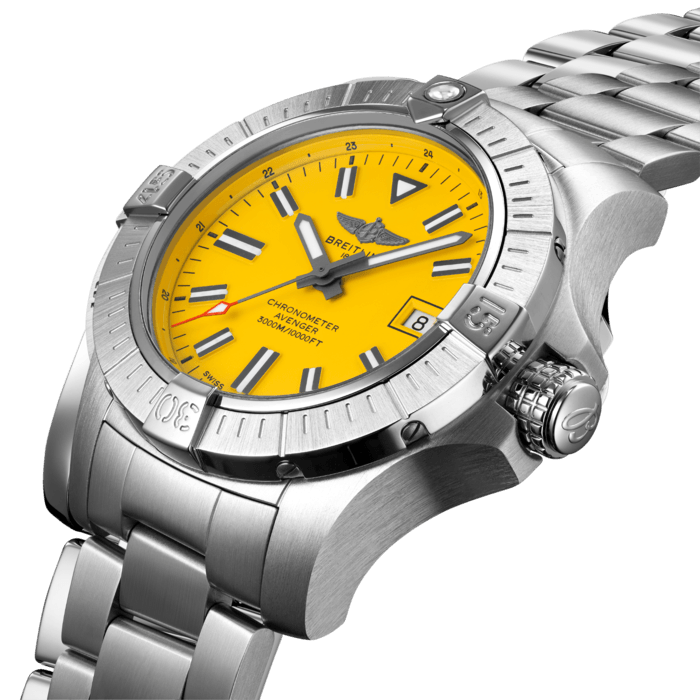 Breitling Avenger Automatic 45mm Seawolf Yellow Dial Silver Steel Strap Strap Watch for Men - A17319101/1A1 Buy Now By Breitling