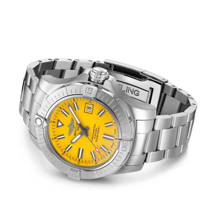 Breitling Avenger Automatic 45mm Seawolf Yellow Dial Silver Steel Strap Strap Watch for Men - A17319101/1A1 Buy Now By Breitling