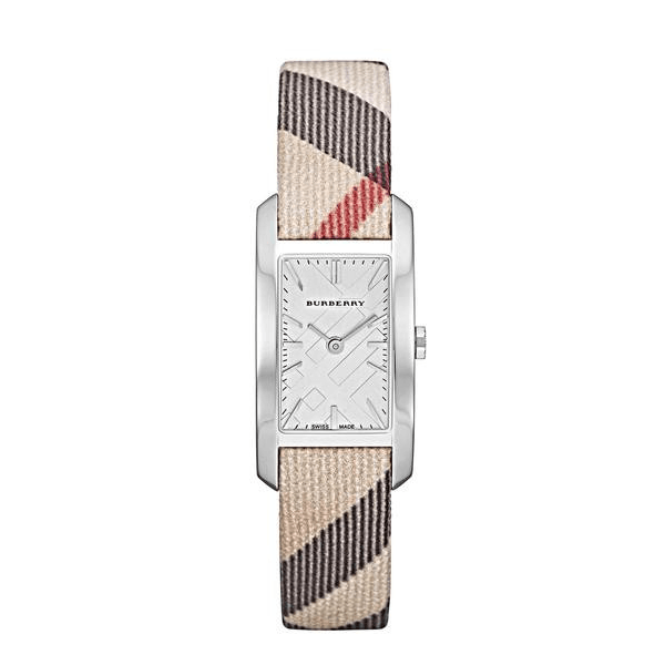 Burberry The Pioneer Silver Dial Haymarket Beige Leather Strap Watch for Women - BU9406 Buy Now By Burberry