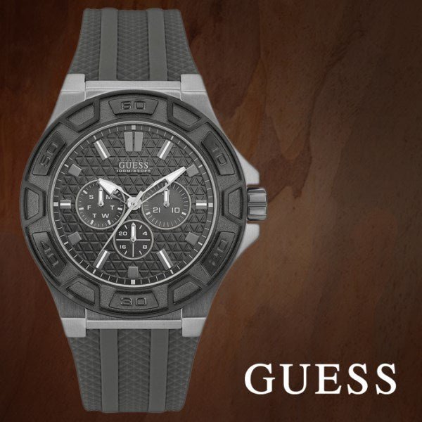 Guess Force Grey Dial Grey Rubber Strap Watch For Men - W0674G8 Buy Now By Guess