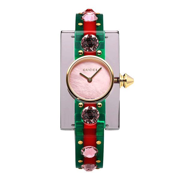 Gucci Vintage Web Pink Mother of Pearl Dial Two Tone Plastic Strap Watch For Women - YA143525 Buy Now By Gucci