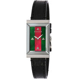 Gucci G-Frame Mother of Pearl Green & Red Dial Black Leather Strap Watch For Women - YA147403 Buy Now By Gucci