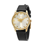 Gucci G Timeless Quartz Silver Dial Black Leather Strap Watch For Women - YA1265023 Buy Now By Gucci