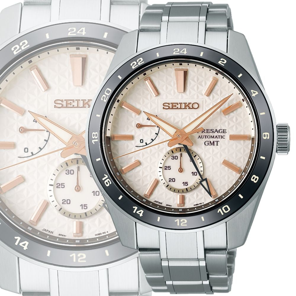 Seiko Presage Sharp Edged Series Automatic GMT Champagne Dial Silver Steel Strap Watch For Men - SPB273J1 Buy Now By Seiko