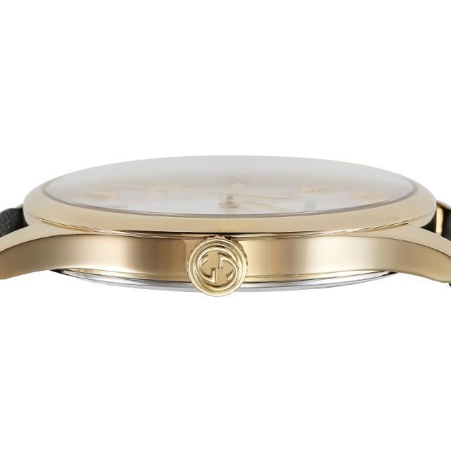 Gucci G-Timeless Mother of Pearl Dial Black Leather Strap Watch For Women - YA126589 Buy Now By Gucci
