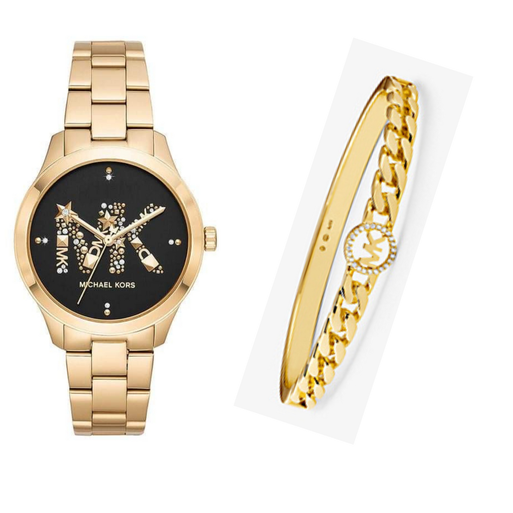 Michael Kors Runway Quartz Black Dial Gold Steel Strap Watch For Women - MK6682 Buy Now By Michael Kors