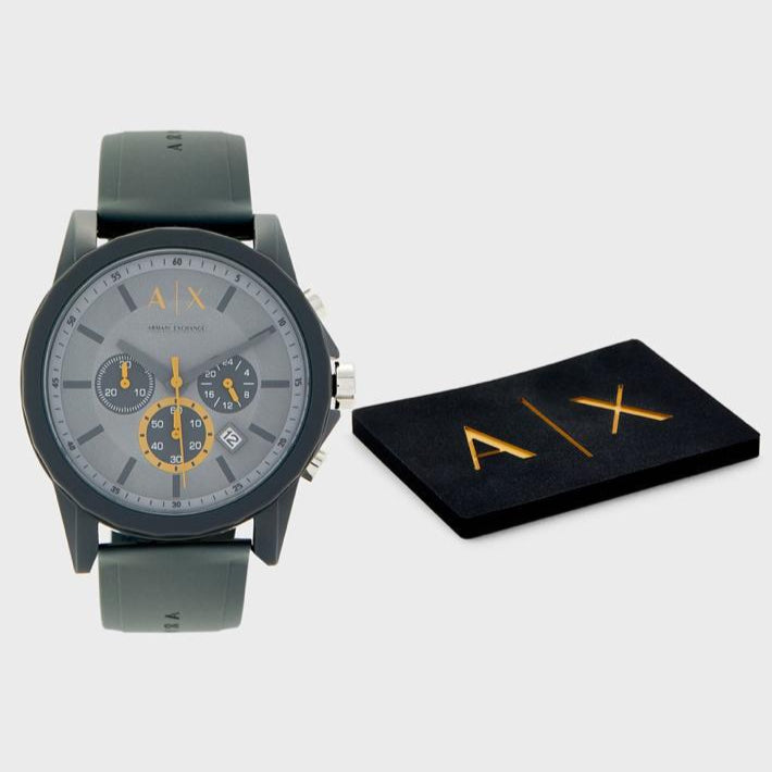 Armani Exchange Outerbanks Chronograph Grey Dial Grey Silicone Strap Watch For Men - AX7123 Buy Now By Armani Exchange