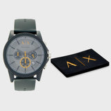 Armani Exchange Outerbanks Chronograph Grey Dial Grey Silicone Strap Watch For Men - AX7123 Buy Now By Armani Exchange