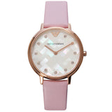 Emporio Armani Gianni T Bar Mother Of Pearl Pink Dial Pink Leather Strap Watch For Women - AR1958 Buy Now By Emporio Armani