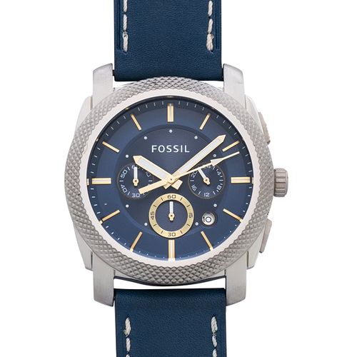 Fossil Machine Chronograph Blue Dial Blue Leather Strap Watch for Men - FS5262 Buy Now By Fossil